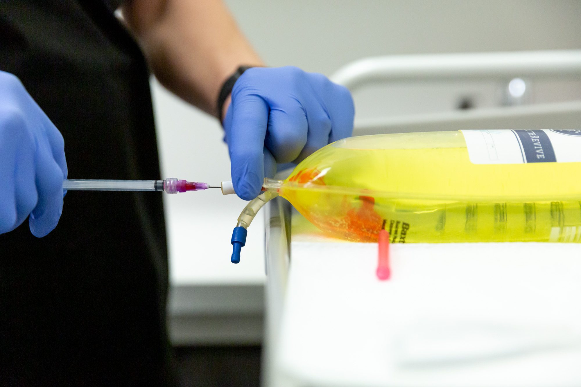 IV therapy preparation at med spa