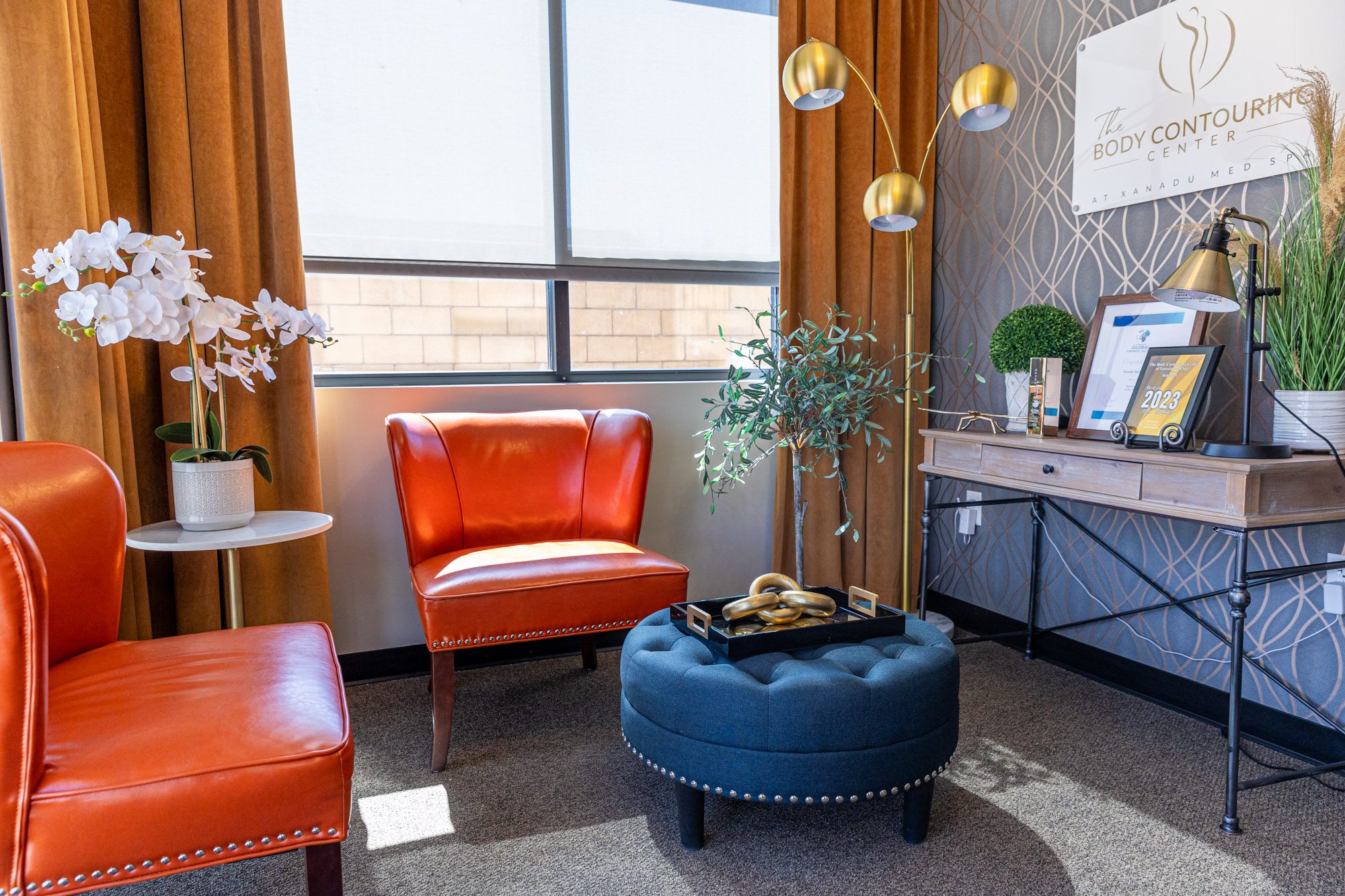 Modern clinic waiting area with chairs